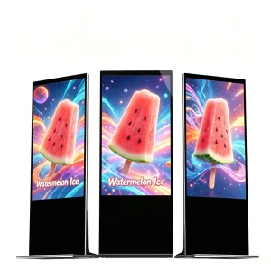 43 Inch Ultra Thin Display Screen with Wheels LCD Screen Touch Kiosk Advertising Player LCD Floor Standing Digital Signage