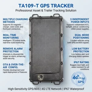 4G Wireless Magnetic Portable Roof Mount Remote Control Trailer Tracking Device for Automotive Fleet Management