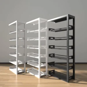 5 Layers Library Two-sided Two Column Steel Bookshelf Book Rack