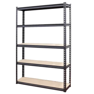 5 Tier Storage Shelving 1.5mm Boltless Carbon Steel Frame 12mm MDF Shelf Board Heavy Duty Garage Shelves 2200Lbs