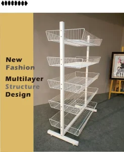 5 Tiers Supermarket Shelves Promotion Event Grament Rack Fruits Hanging Display Stand