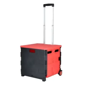55L Portable Supermarket Plastic Folding Shopping Trolley Hand Picnic Carts Folding Box Trolley on Wheels
