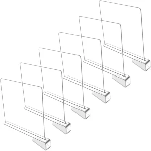 6 PCS Clear Acrylic Shelf Dividers for Closet Organization Storage Shelf Organizer for Bedroom Kitchen Office
