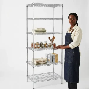 6 Tiers Heavy Duty Superstore Wire Mesh Rack 36″ X 14″ X 72″ Supermarket Shelving for Goods Storage Holders & Racks