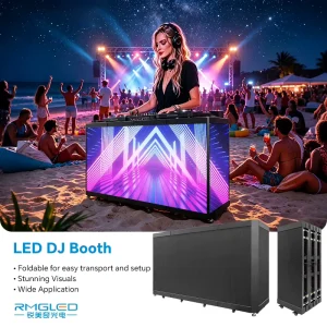 6ft LED Portable Standing DJ Booth Easy-to-move Standing DJ Console With LED Video Wall Screen for Live Performances