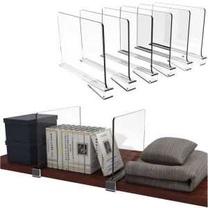 6pcs a Pack Clear PS Plastic Closet Shelf Divider