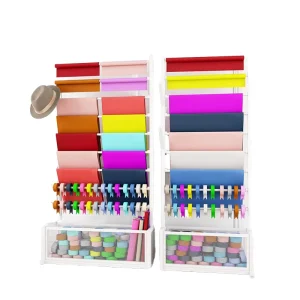 7 Tier Metal Gift Wrap Rack Wrapping Paper Display Stand With Ribbon Hanging Rods for Flower Shop Merchandising