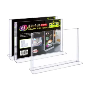 7×5 Inches Custom T Shape Plastic Sign Holder Acrylic Table Menu Holder Plastic Stands for Office Hotel Store
