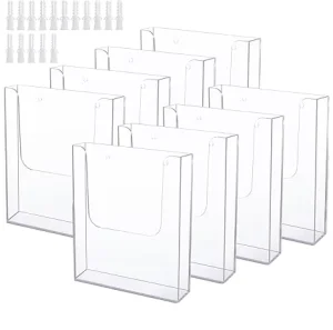 8 Pack Wall Mount Brochure Holder 8.5 X 11 Inch Clear Acrylic Magazine Booklet Display Stand Plastic File Mail Rack