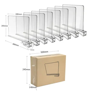 8 Pieces Bookstore L Shape Clear Partition for Closet Organizer and Storage Commodity Separator Acrylic Magnetic Shelf Dividers