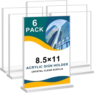 8.5 X 11 Acrylic Sign Holder Clear Double Sided T Shape Flyer Stand Plastic Picture Paper Card Display Rack Home Office Retail