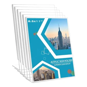 8.5 X 11 Clear PMMA Acrylic Slant Sign Holder Eco Friendly Plastic Stand for Photos Menus Restaurants Hotels Offices Stores