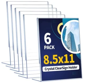 8.5 x 11 L-Shaped Acrylic Transparent Logo Holder Vertical Menu Flyer Display Rack