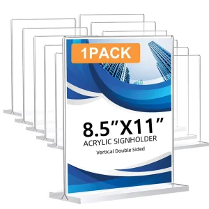 8.5×11 A4 A5 Double Sided Acrylic Sign Holder Clear T Shape Plastic Stand for Office Store Restaurant Wedding Party Display