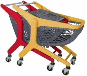 80L Supermarket Whole Plastic Shopping Trolley Cart with Metal Frame