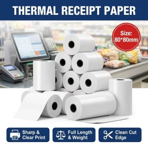 80mm Thermal Paper Receipt Rolls 80×80 High Density Cashier Paper for POS System Retail Store