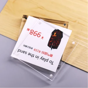 9*5..5cm Transparent Counter Top Price Display Sign Holder for Retail Phone Stores Solid Block Clear Acrylic Block for Displays