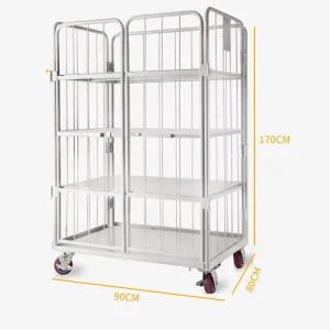 900*800*1700Mm Warehouse Steel Metal Folding Cage Trolley Cart Logistics Transport Cargo Roll Container