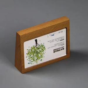 90X54mm Acrylic Table Sign Holder Solid Wood Label Rack Menu Stand AD Picture Frame Clear Lucite Price Tag Paper Display