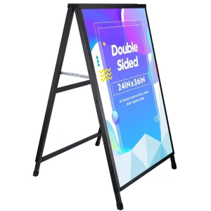 A Frame 24 X 36 Inch Metal Collapsible Poster Stand Modern Double Sided Display Portable Floor Standing Indoor Washable