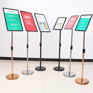 A3 A4 Sign Holder Floor Standing Poster Display Height Adjustable Menu Stand with Snap Frame