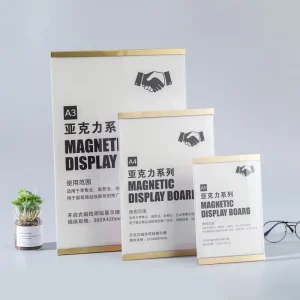 A3 Wall-Mounted Self-Adhesive Magnetic Acrylic Photo Frame Aluminum Vertical Sign Holder for Office Supermarket Mall for Supply