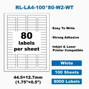 A4 8000 up Self Adhesive White Blank Labels 44.5mm*12.7mm Shipping Sticker Barcode Address Packaging Labels
