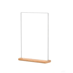 A4 A5 A6 T Shape Clear Acrylic Sign Holder Table Top Portrait Menu Display Stand With Wood Base for Wedding or Retail Ads Sign