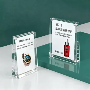 A4 A5 Custom Eco-Friendly Recyclable Double-Sided PMMA Tabletop Vertical Magnetic Angled Sign Holders for Phone Stores
