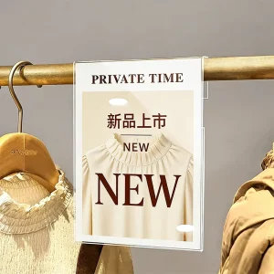 A4 A5 Customized Eco-Friendly Transparent Hang Promotion Price Tag Display Holder for Supermarket Clothing Store