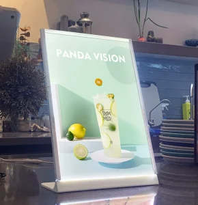 A4 Moving LED Light Restaurant Metal Display Menu Stand Signs Holder for Promotional Desktop Beer Bar Shop