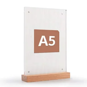 A5 148X210mm Wood Base Menu Sign Holder Magnetic Acrylic Price Tag Photo Picture Poster Display Stand
