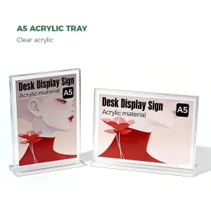 A5 Clear Acrylic Table Display Sign Stand Magnetic Desk Display Sign Holder Counter Menu Price Poster Holder for Retail Store