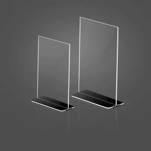 A5 Clear Acrylic Tabletop Sign Holder T Shape Menu Display Stand with Black Base for Restaurant Cafe Retail