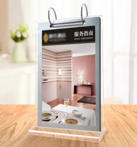 A6 A5 A4 Eco friendly Acrylic PMMA Table Display Stand Restaurant Menu Paper Poster Calendar Sign Holder with Frame Pocket