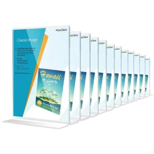 A6 Paper Insert Acrylic Sign Holder Vertical T Shape Black Double Sided Table Menu Display Stand for Retail