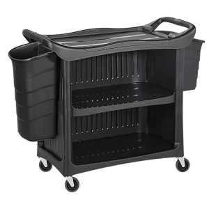 AF08179C 3 Tier Plastic Utility Cart with Wheels Heavy Duty Service Trolley for Restaurant Hotel Canteen