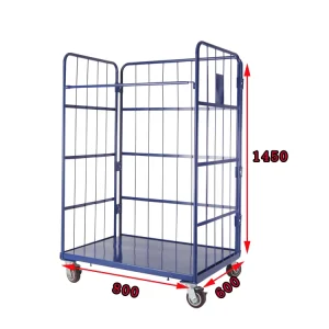 AMJ Blue Collapsible Nestable Detachable Logistics Collapsible Logistics 3 Side Roll Container Trolley