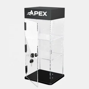 Acrylic 3 Tiers Counter Top Tobacco Display Rack Customized Adjustable Display Shelf with Door and Lock