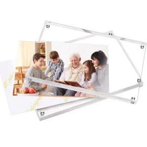 Acrylic 4×6 Freestanding Double Sided Magnetic Picture Frame Clear Frameless Transparent Square Desktop Display Gift Photo Frame