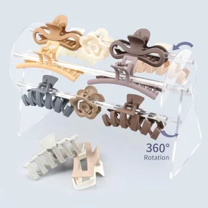Acrylic Claw Clip Display Rack 360 Degree Rotating Headband Holder Hair Clip Organizer Multifunctional Hair Accessory Rack