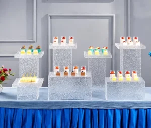 Acrylic Corrugated Custom Modern Sustainable Polished Dessert Display Rack Easy Assembly for Wedding Baby Banquet Tea Break