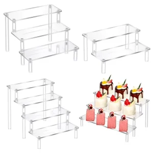 Acrylic Display Riser Shelf Display Stand for Amiibo Funko Pop Figures Collection Dessert Cupcakes Stand Makeup Perfume Holder