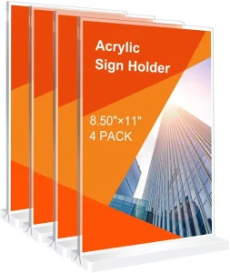 Acrylic Double Sided Desktop Display Sign Holder or 4 Pack T Shaped Plastic Display Stand Sign Holder