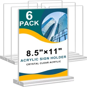 Acrylic Eco Friendly Display Table Sign Holder T shaped Brochure Stand Photo Frame Holder Home Office Menu Retail Exhibition