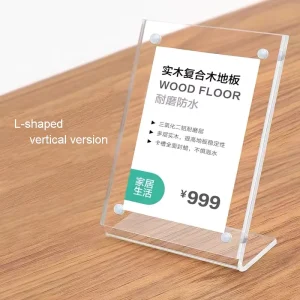Acrylic Foldable Detachable Rotating Portable Label Holder Price Tag Display Sign Stand Horizontal Slanted L Shape Table Top