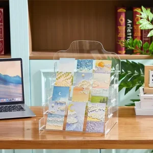 Acrylic Greeting Card Stand Portable Sticker Card Display Rack Card Holder Postcard Organizer for Retail Counter Desk Stamp