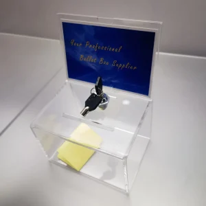 Acrylic Plastic Donation Box With Lock Large Ballot Box With Sign Holder Clear Suggestion Box Storage for Voting Charity