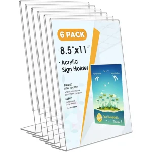 Acrylic Portable Vertical Double Sided Clear Sign Holder & Stand for Home Office Restaurants Stores Eco Friendly for Display