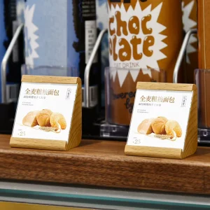 Acrylic Price Tag Versatile Card Note Holder with Wooden Display Stand for Tea or Wine Supermarkets